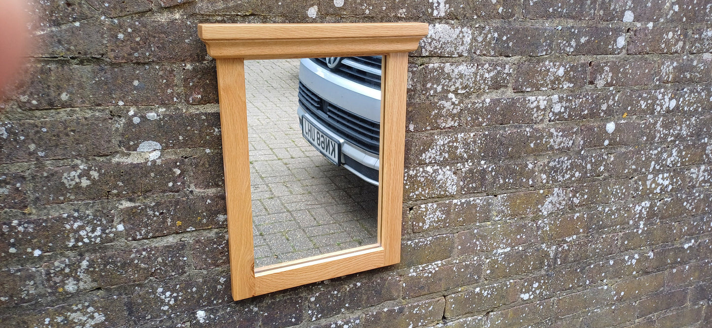 Top Quality Solid Oak Mirror with Cornice.