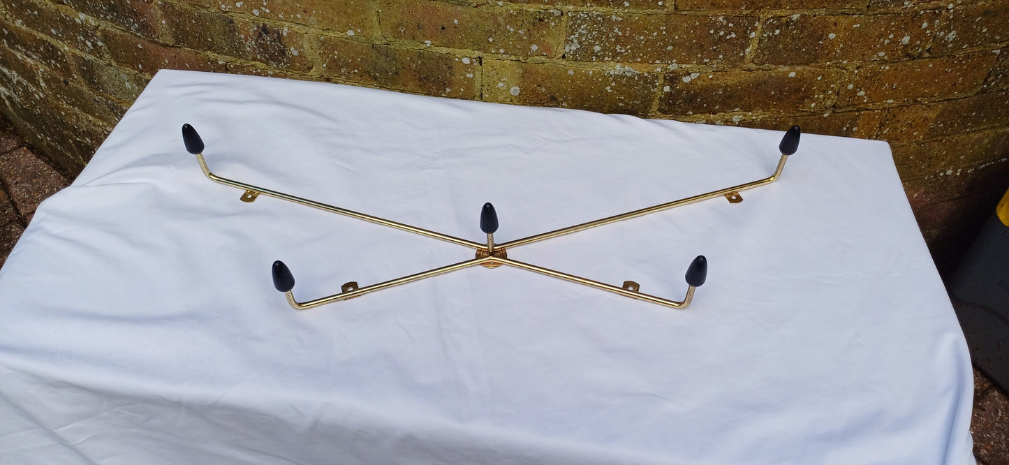 Vintage Retro 60s Coat Hooks Metal and Plastic Gold and Black.