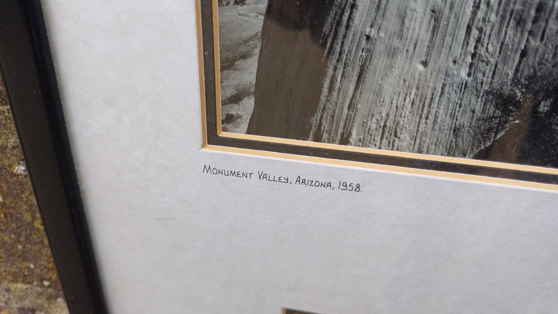 Vintage Ansel Adams black and white photograph pf Monument Valley, Arizona 1958, professionally framed in vintage frame