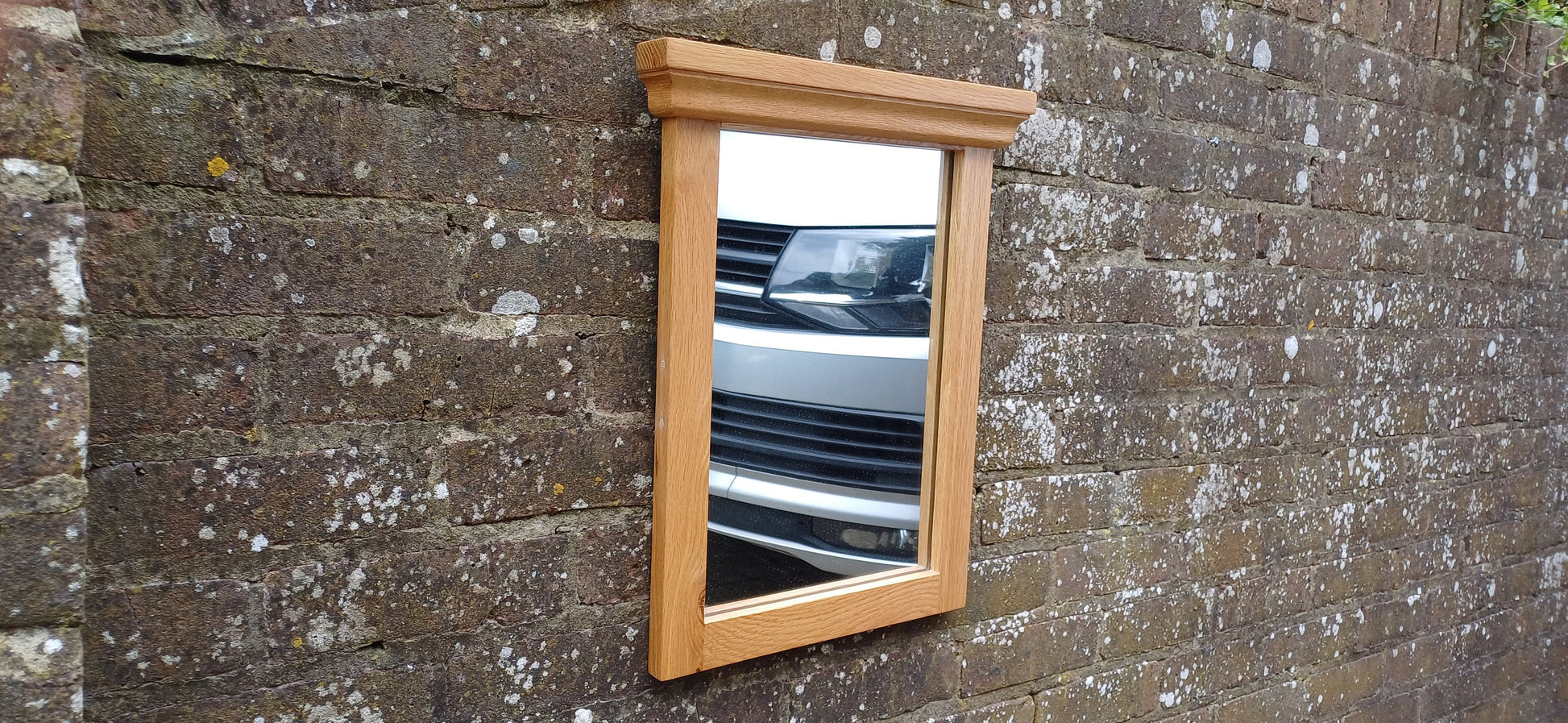 Top Quality Solid Oak Wall Mirror with Chunky Cornice.