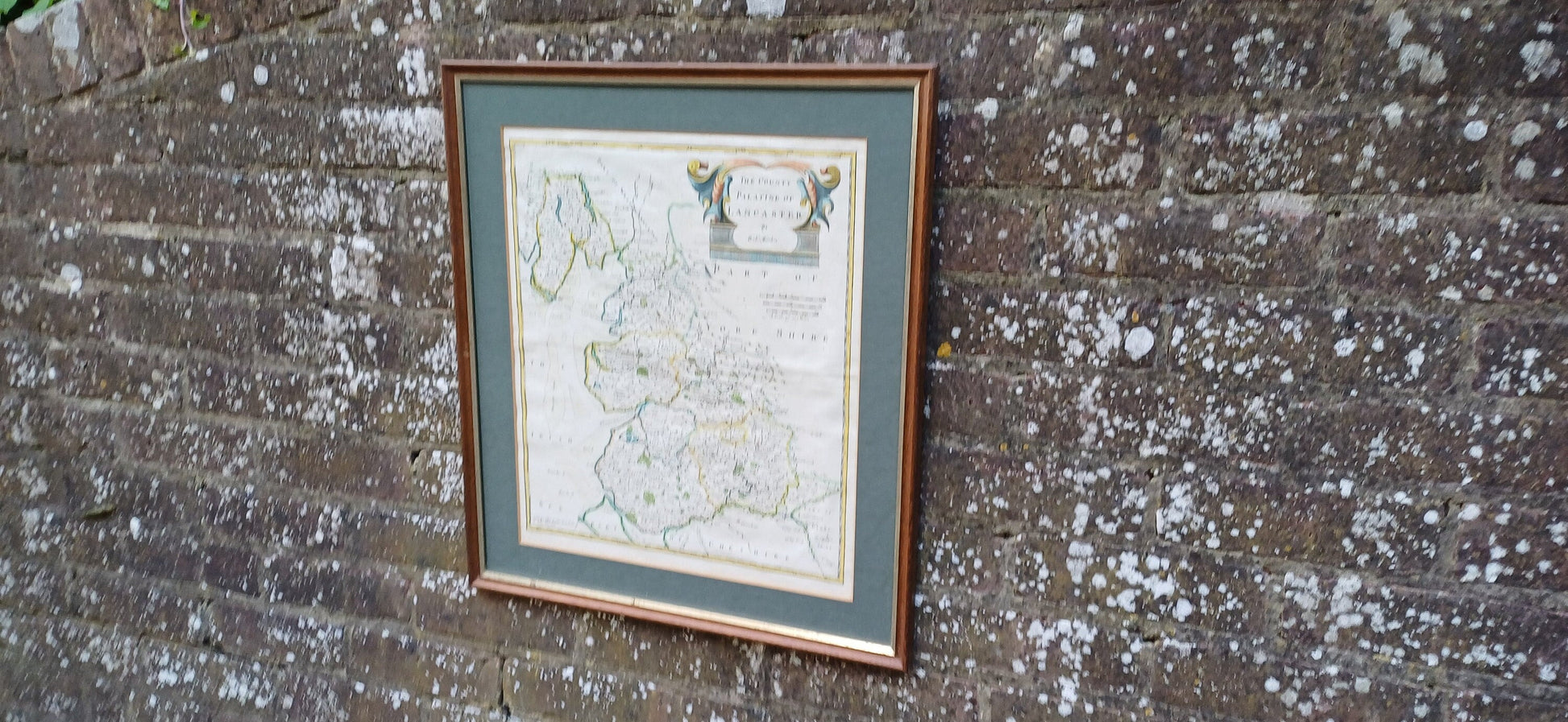 copper plate engraving map of Lancaster by Rob Morden, hand painted.