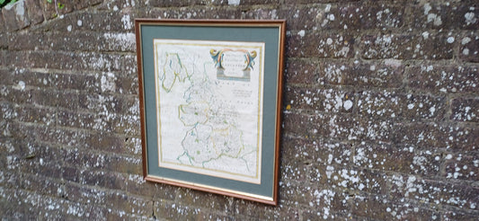 copper plate engraving map of Lancaster by Rob Morden, hand painted.