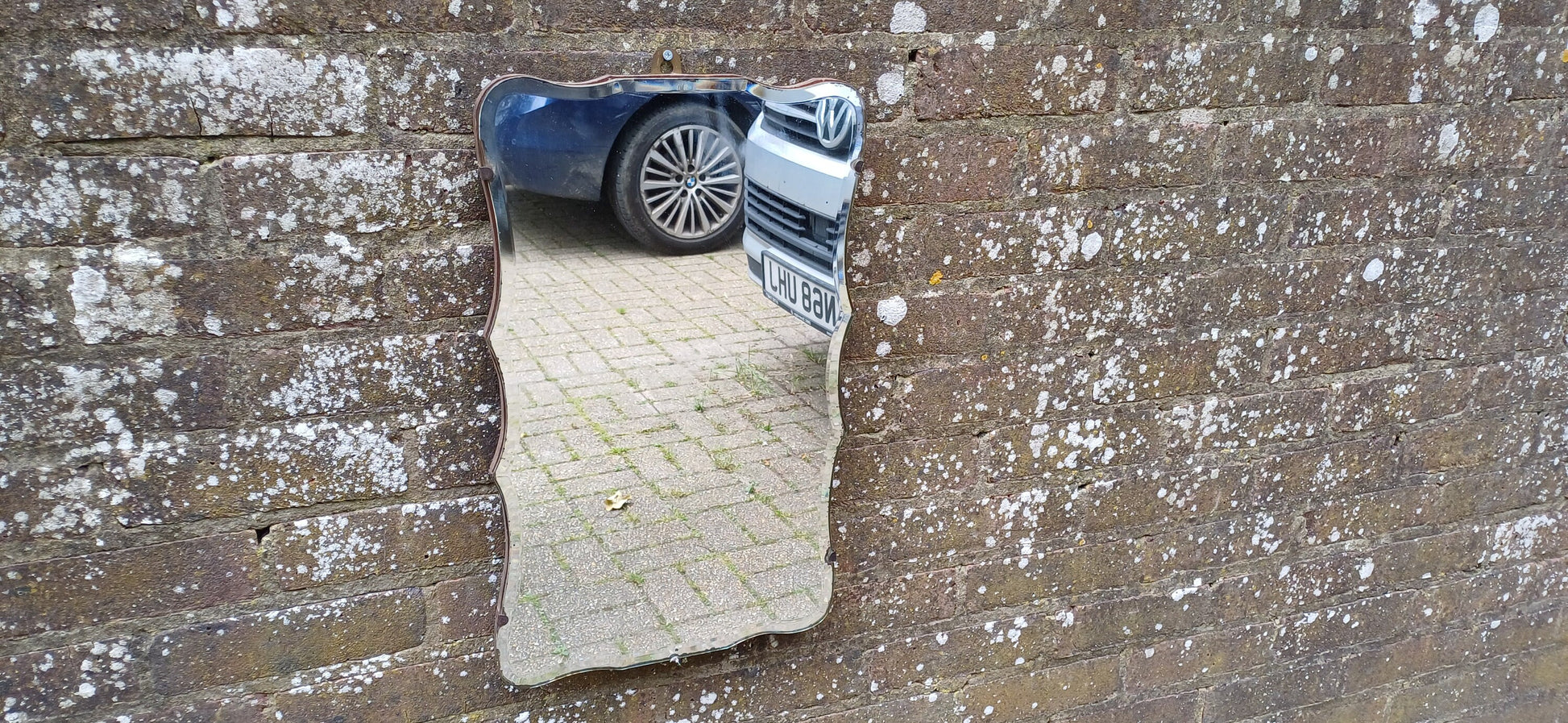 Vintage Retro Frameless Shaped Art Deco Wall Mirror