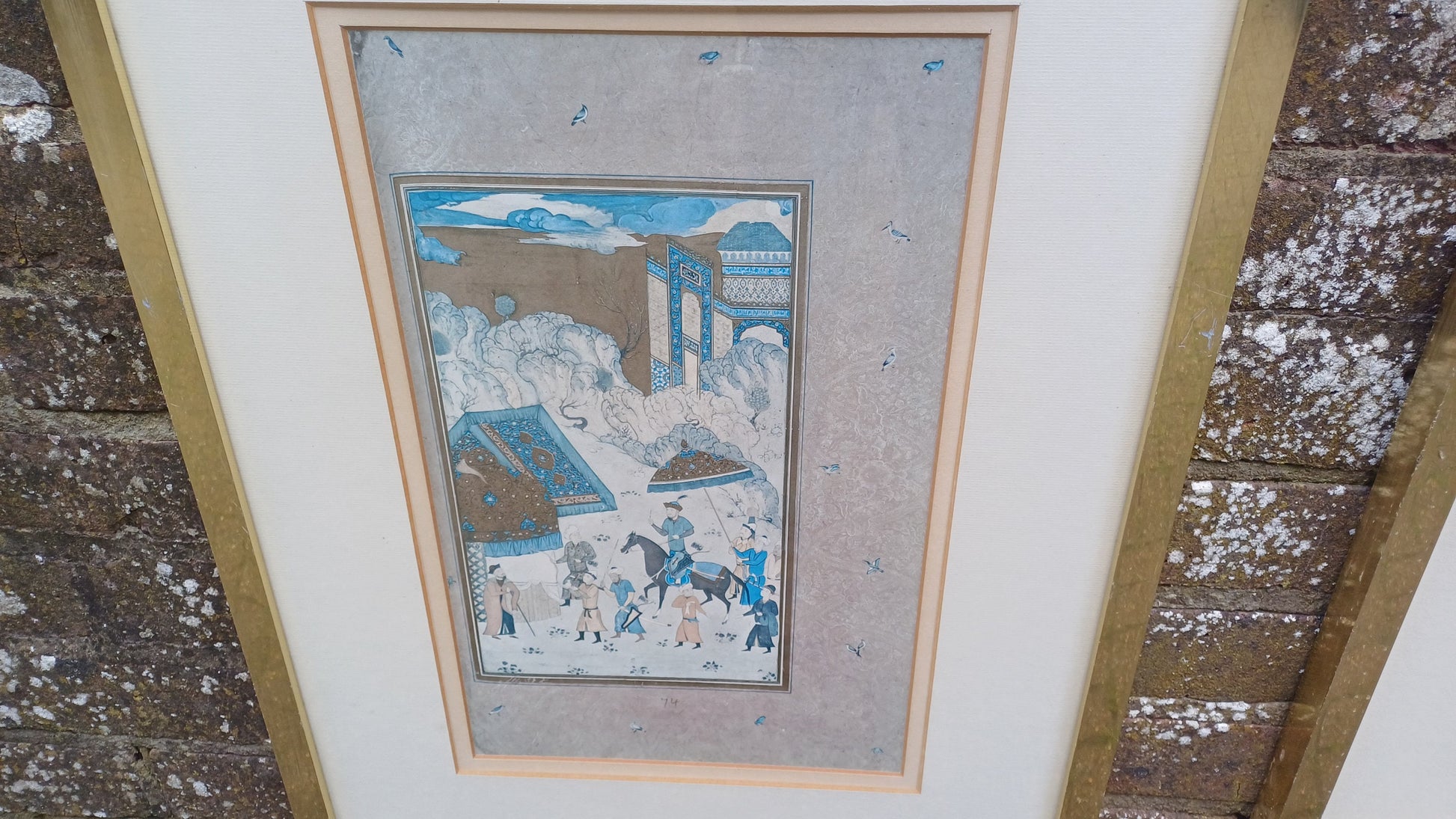 Two Vintage Muraqqa Gulshan (c15 century) Prints professionally mounted and framed - Bihzad Garden of Husayn Bayqara, Arabic, Middle Eastern