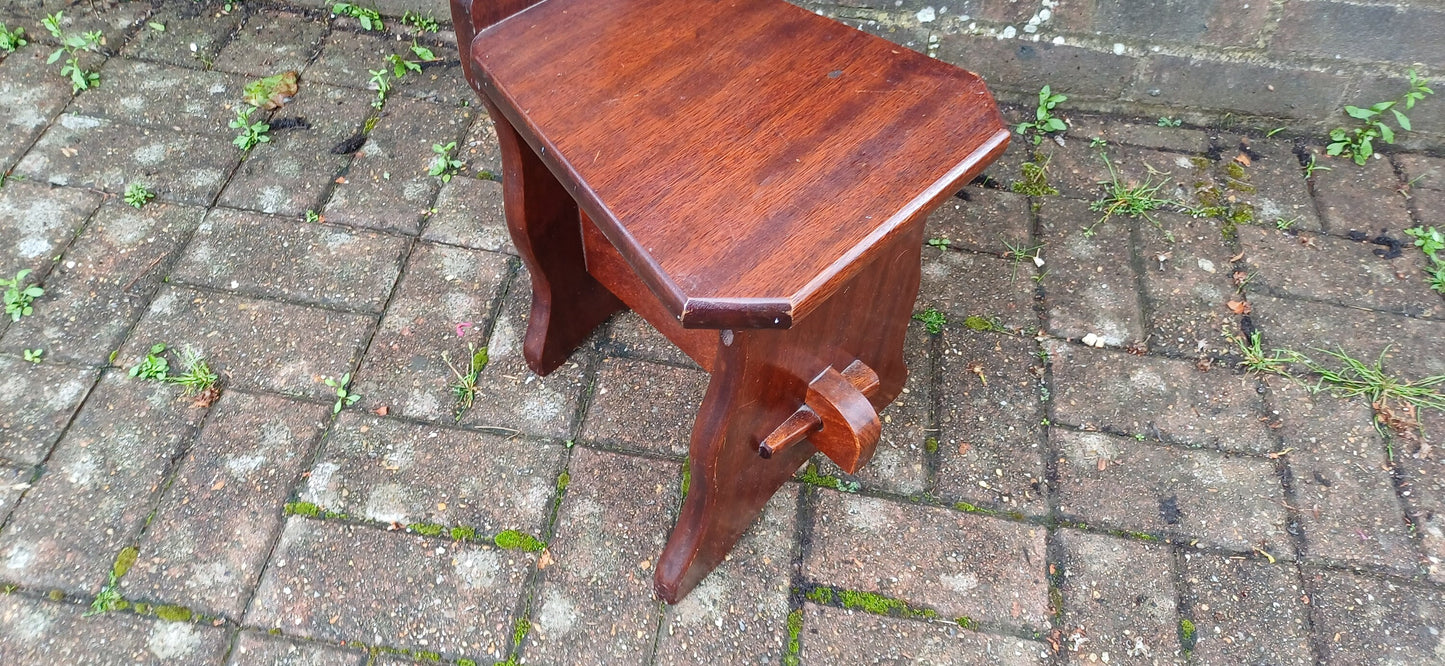 Quality Vintage 60s Spinning Chair Stool Solid Mahogany Very Sturdy.