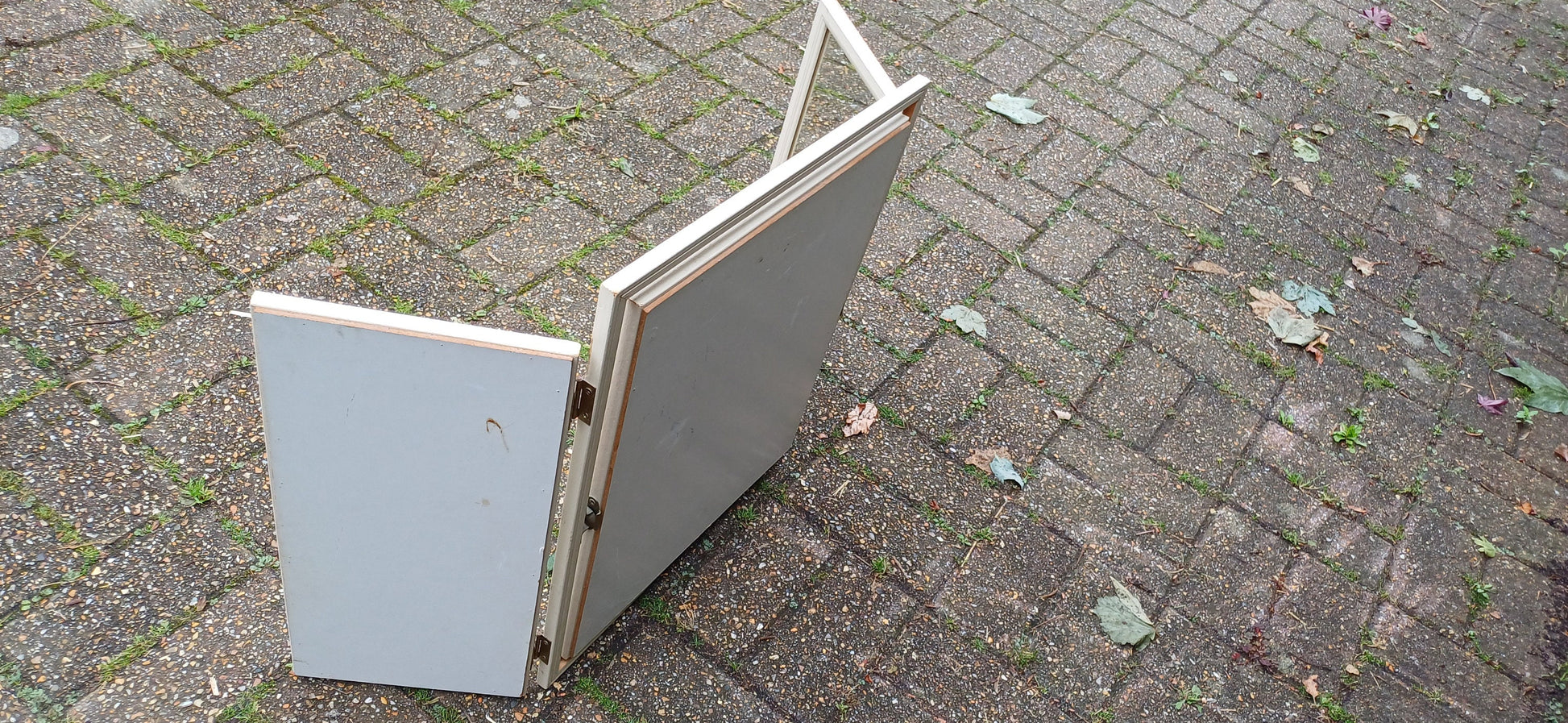 Vintage Wooden Painted Cream Dressing Table Mirror Adjustable.
