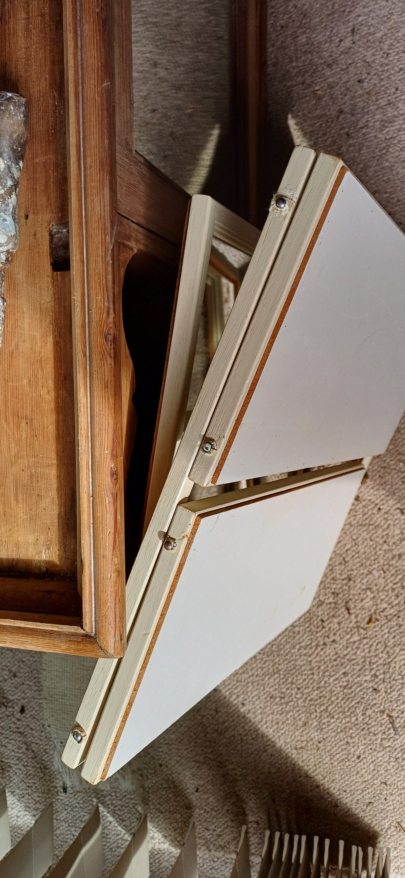 Vintage Wooden Painted Cream Dressing Table Mirror Adjustable.