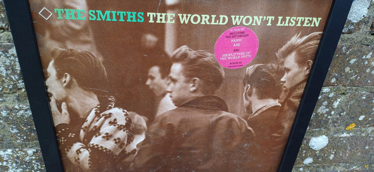 The Smiths The World Won't Listen Genuine Original Framed Glazed Album Cover Pop Art Memorabilia.