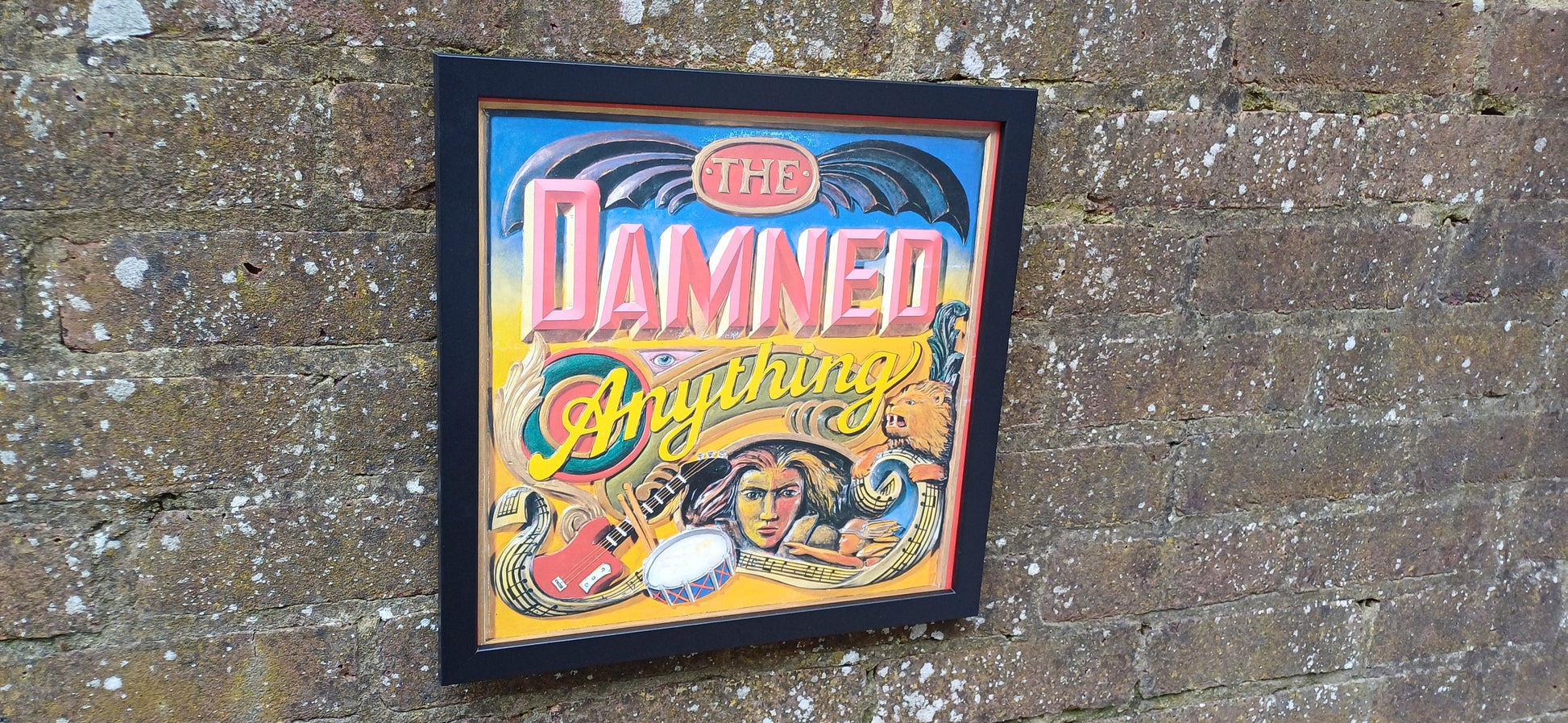 The Damned Anything Genuine Original Framed Glazed Album Cover Pop Art Memorabilia.