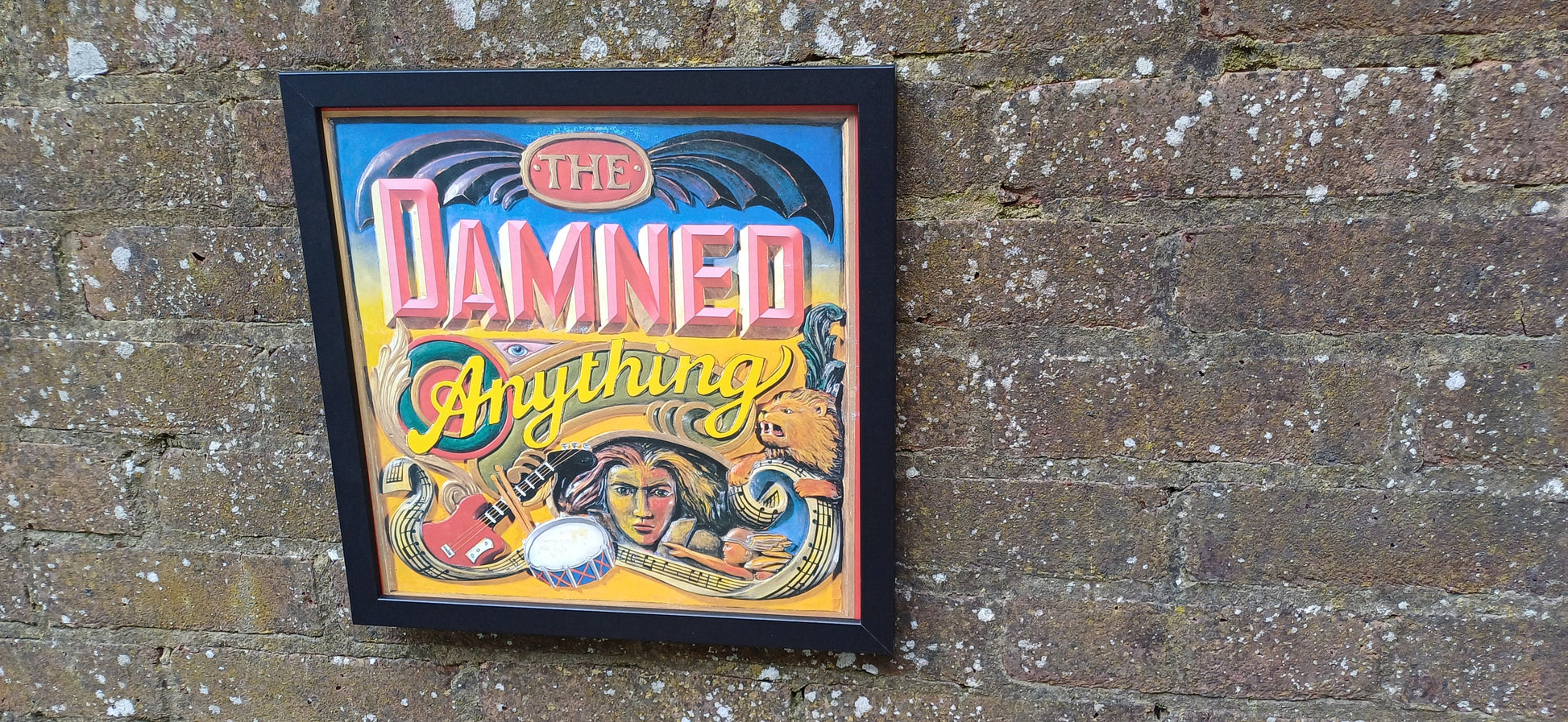 The Damned Anything Genuine Original Framed Glazed Album Cover Pop Art Memorabilia.