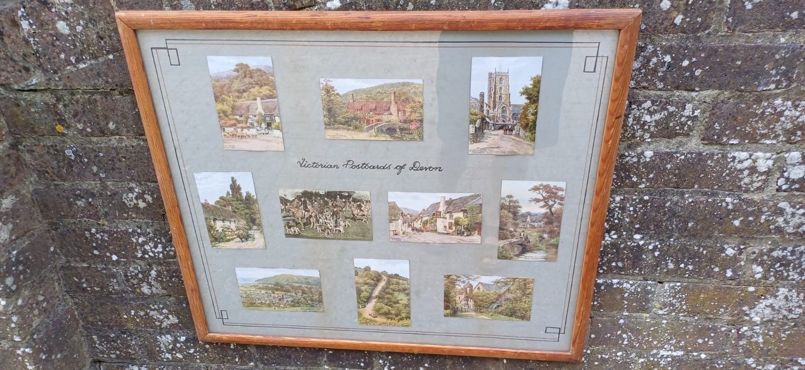 Vintage framed Victorian postcards of Devon and Somerset - original postcards, vintage frame, early 1900s includes Porlock, ephemera