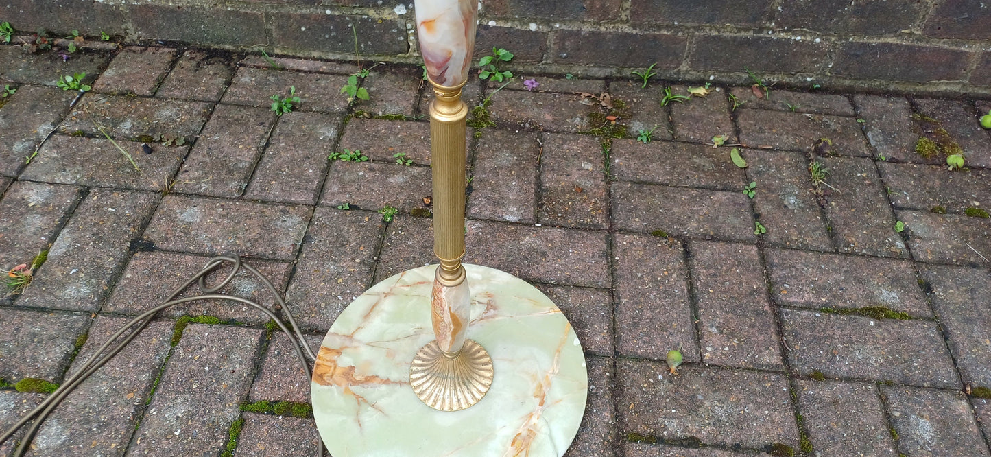 Classic 70s Working Onyx and Gold Standard Lamp.