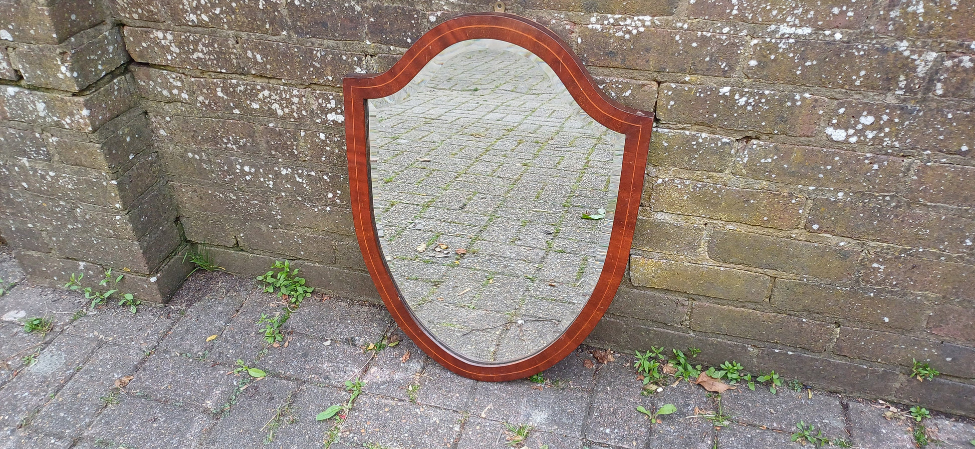 Unusual Shape Early 20th Century Mahogany Wall Mirror.