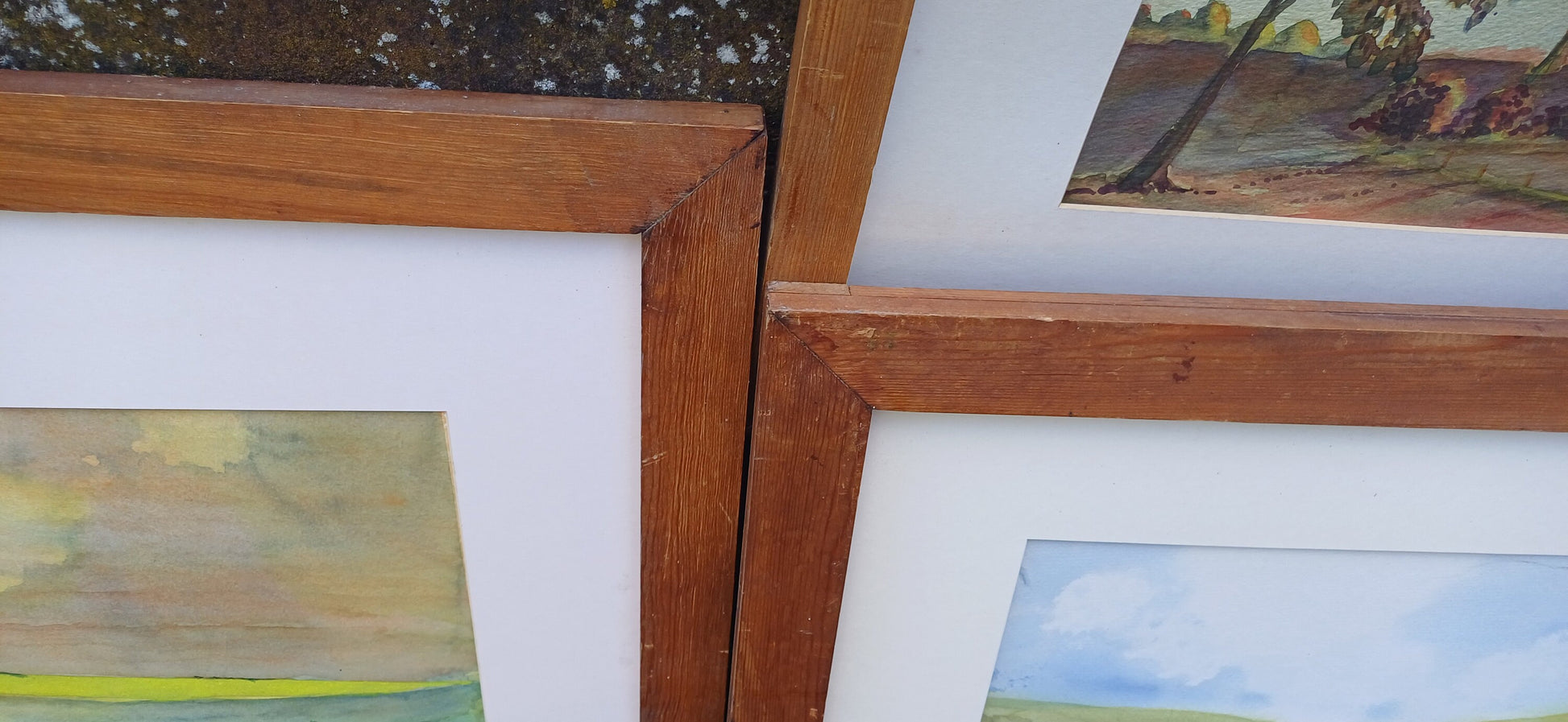 Large Set of 6 Landscape Watercolours or Wooden Frames and Mounts.