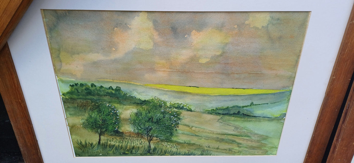 Large Set of 6 Landscape Watercolours or Wooden Frames and Mounts.