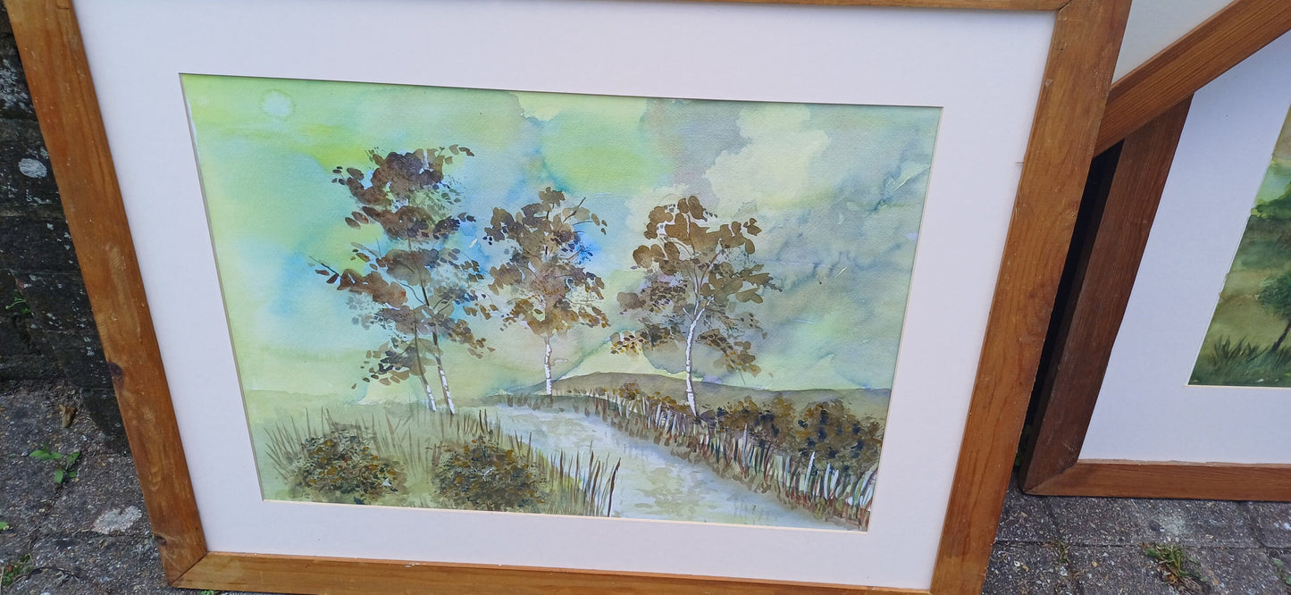 Large Set of 6 Landscape Watercolours or Wooden Frames and Mounts.