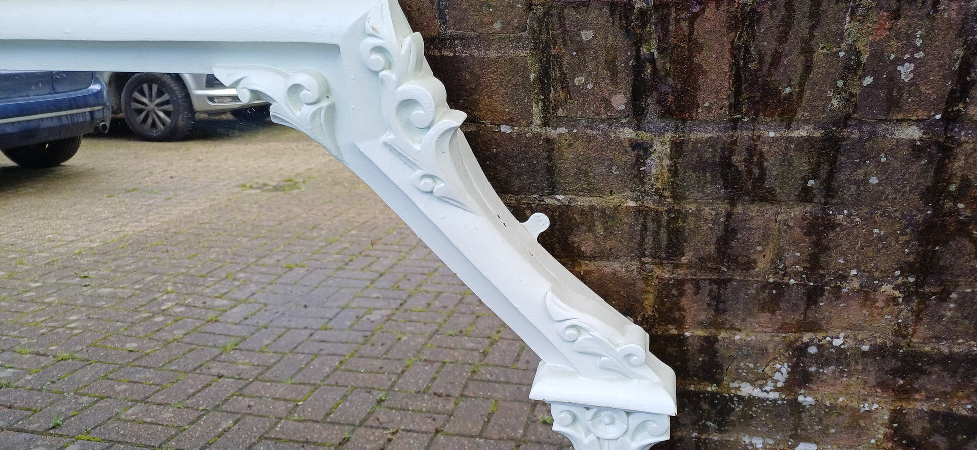 Enormous Vintage Victorian Painted Mahogany Over Mantel or Wall Mirror Light Green.