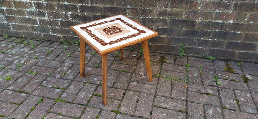 Vintage 60s Teak Retro Coffee Sde Occasional Table with Pebble Mosaic