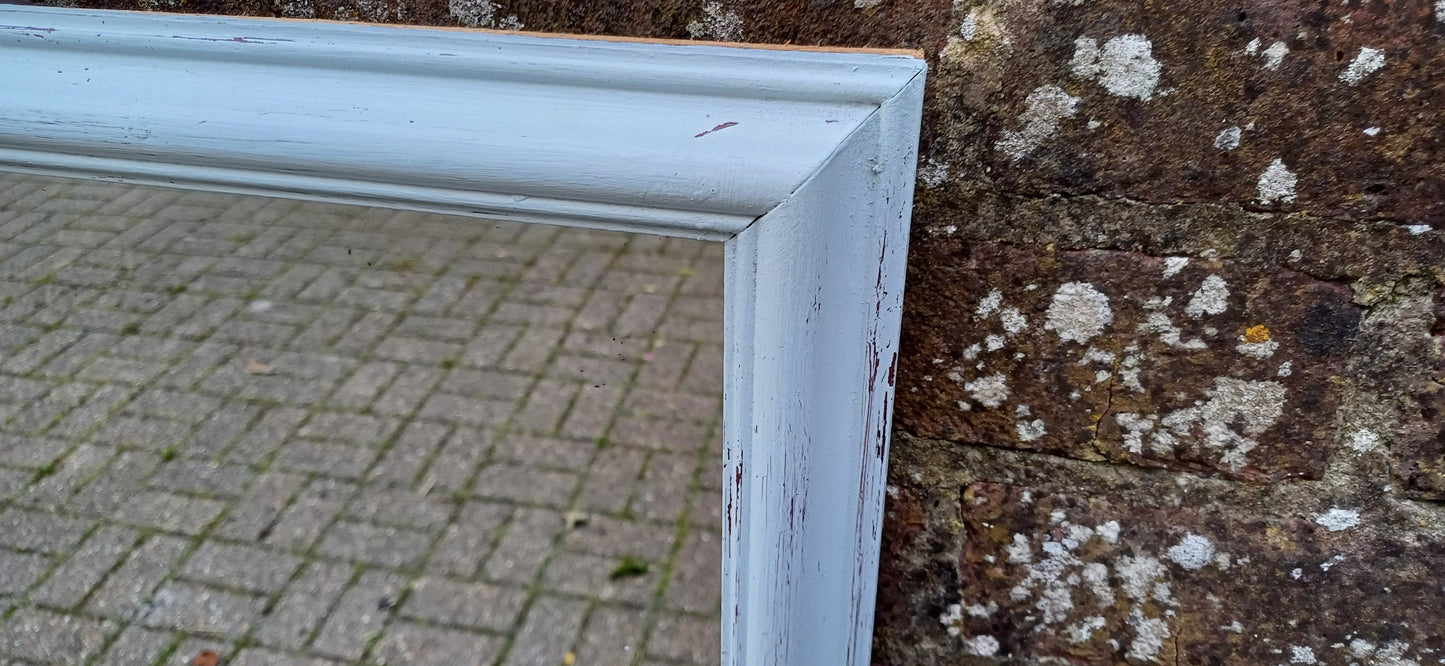 Vintage Painted Wooden Mirror in Farrow and Ball Light Blue