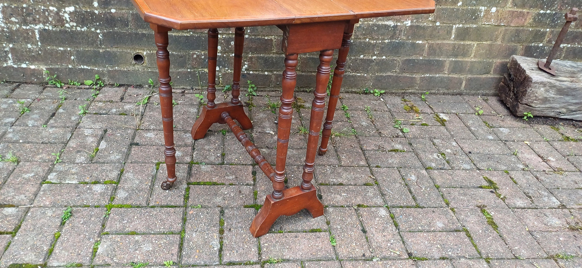 Vintage Solid Mahogany Inlaid Sutherland Occasional Folding Table