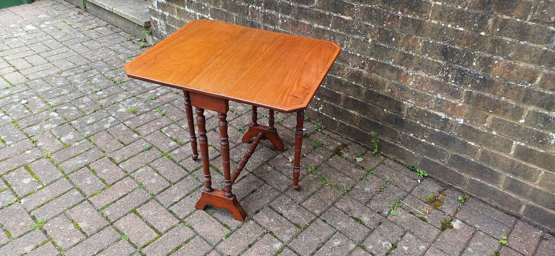 Vintage Solid Mahogany Inlaid Sutherland Occasional Folding Table