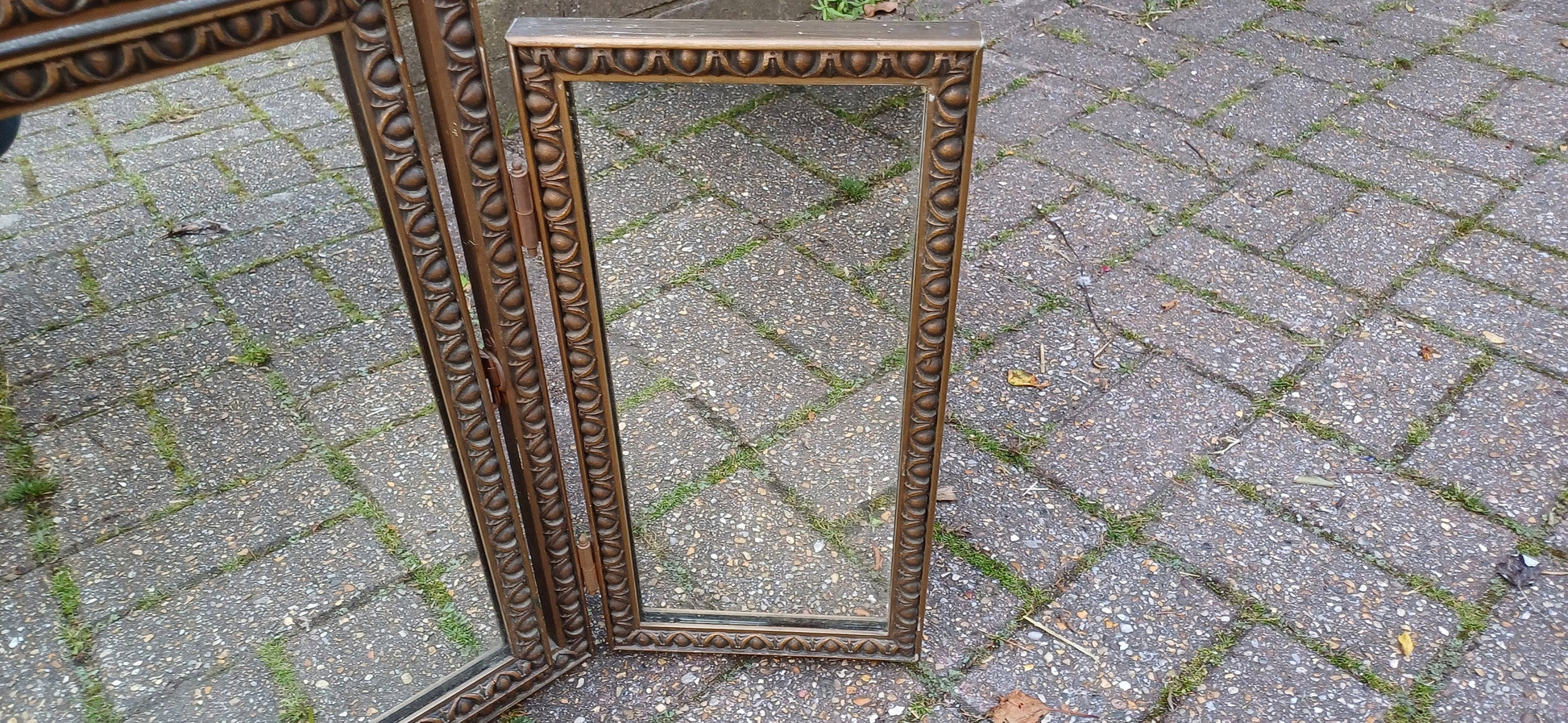 Vintage Gold Gilt 1960s Dressing Table Triple Mirror Adjustable
