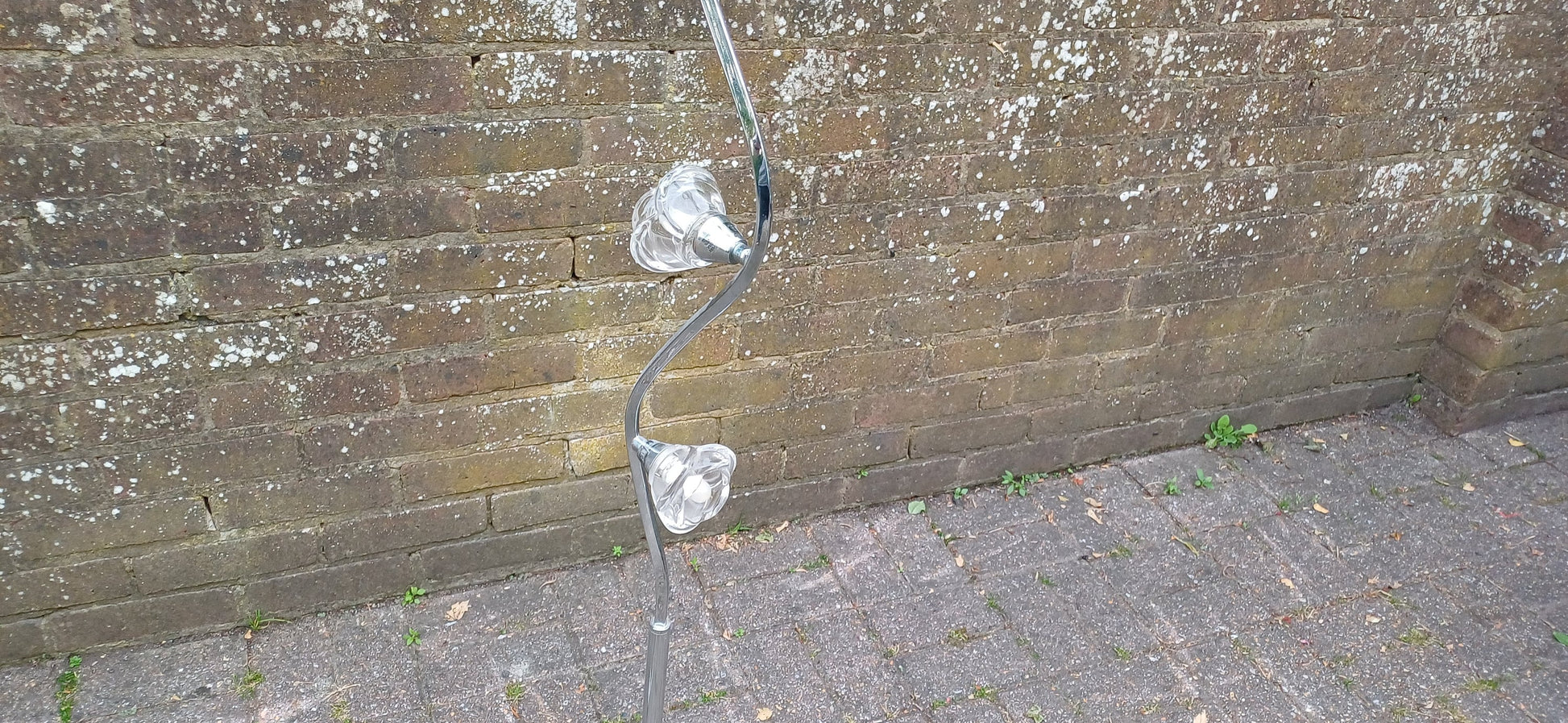 Retro Style Chrome Effect Standard Lamp PAT Tested Floral Shades.