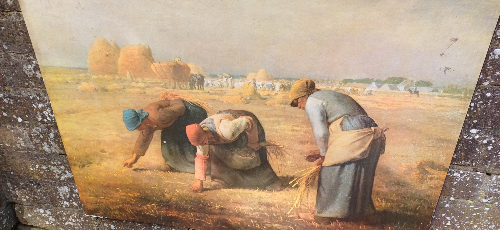 Vintage Athena Print - The Gleaners by Jean Francois Millet c 1857 (large 72cm x 54cm), print on heavy board