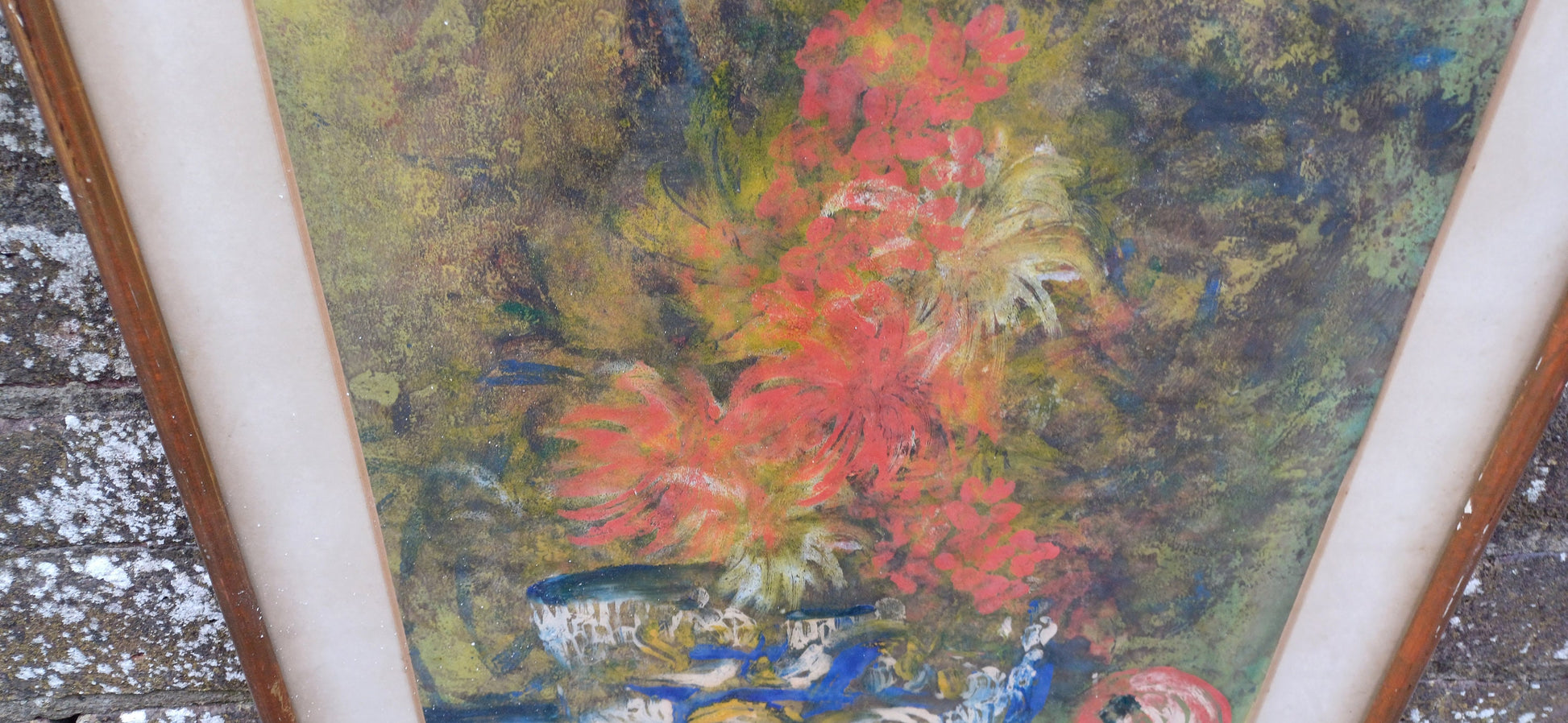 Retro authentic Abstract Still Life, oil painting, by Bungy 1964 - glazed wooden frame, ready to hang