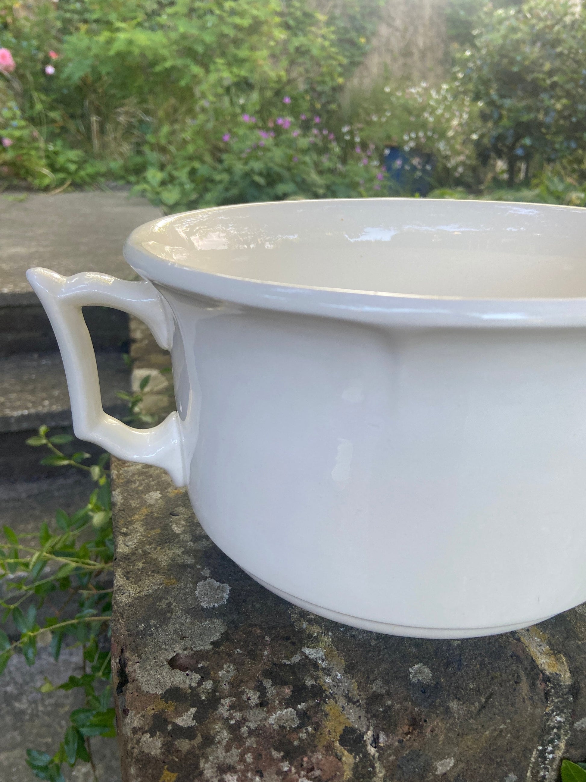 1920s 30s Vintage Chamber Pot, Po!, Pottey Perfect Indoor Planter - cream, off white ceramic planter made by New Hall, Hanley, Staffordshire