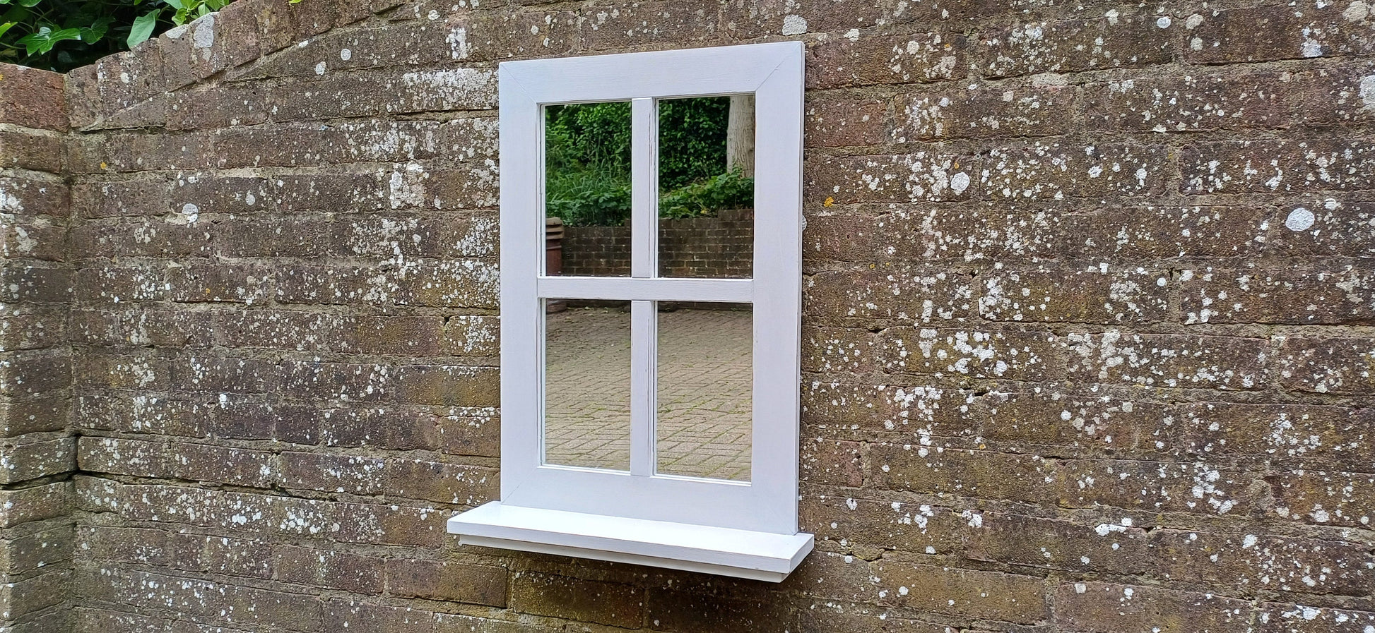 Vintage Painted Mirror and Shelf Hand Painted and Upcycled in Farrow and Ball Ammonite Light Grey Blue