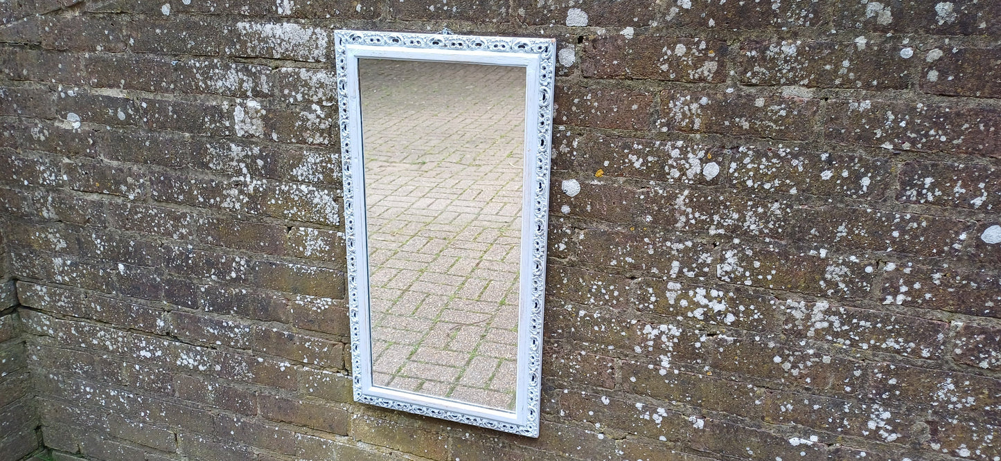 Vintage Ornate Painted Mirror Hand Painted and Upcycled in Farrow and Ball Borrowed Light, Light Blue.