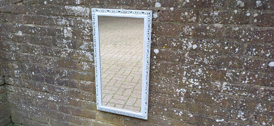 Vintage Ornate Painted Mirror Hand Painted and Upcycled in Farrow and Ball Borrowed Light, Light Blue.
