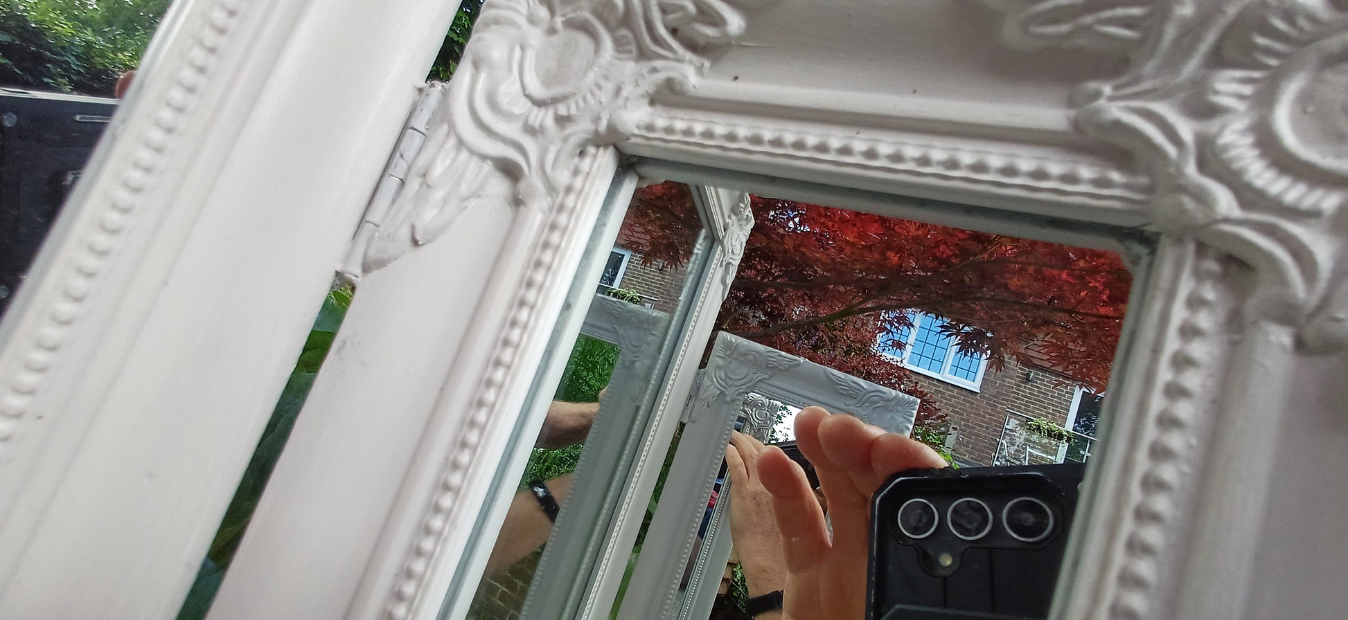 Vintage Painted Triple Dressing Table Mirror Hand Painted and Upcycled in Farrow and Ball Ammonite Light Grey Blue