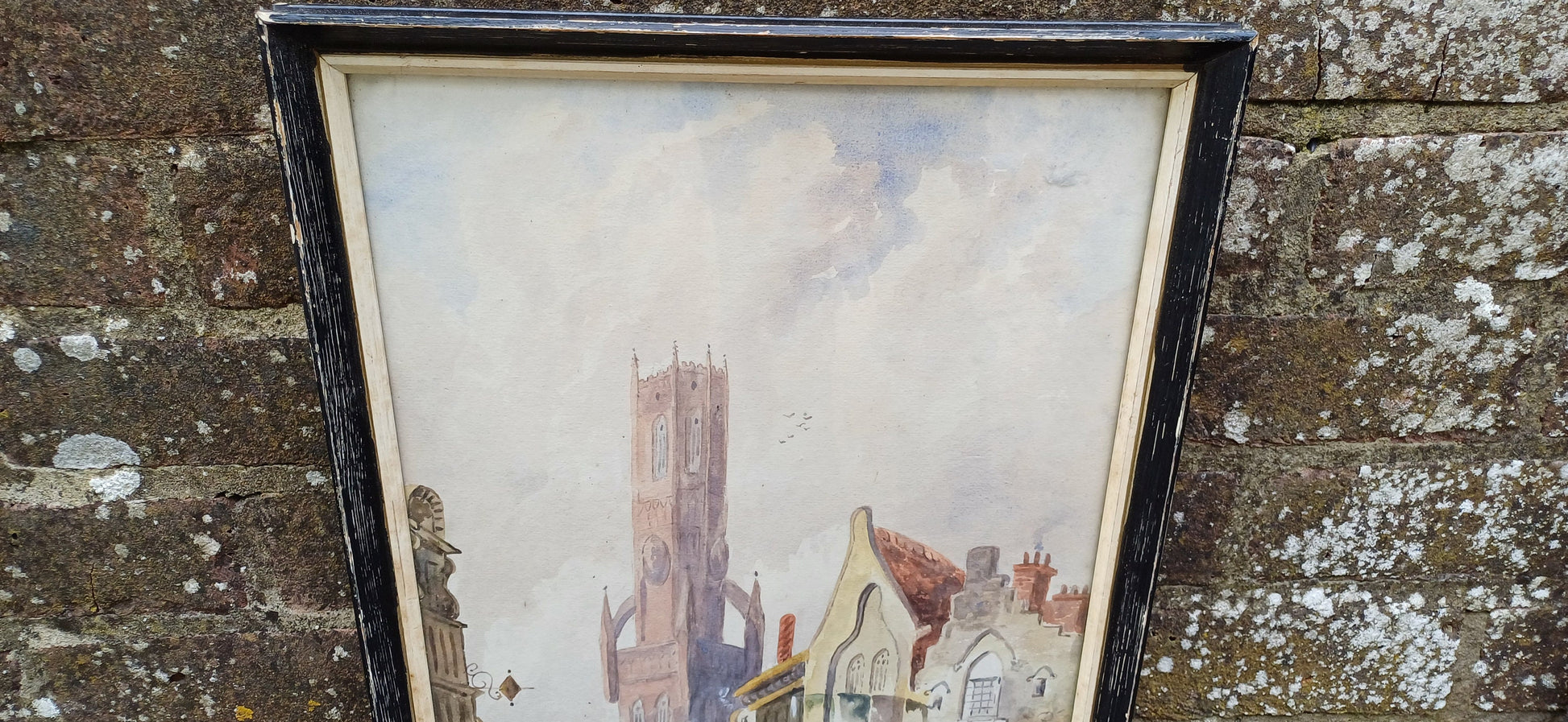 Superb pair of French Belgian Watercolours - Amiens and Bruges. Delightful. by A Stanton. Mid century Art. Framed and glazed, ready to hang