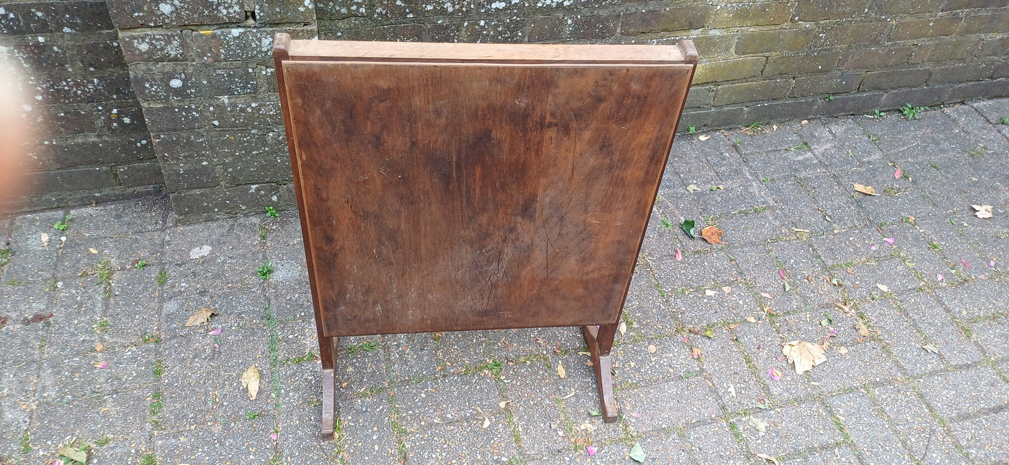 Top Quality Oak Mid 20th Century Fire Screen Flower Floral Still Life