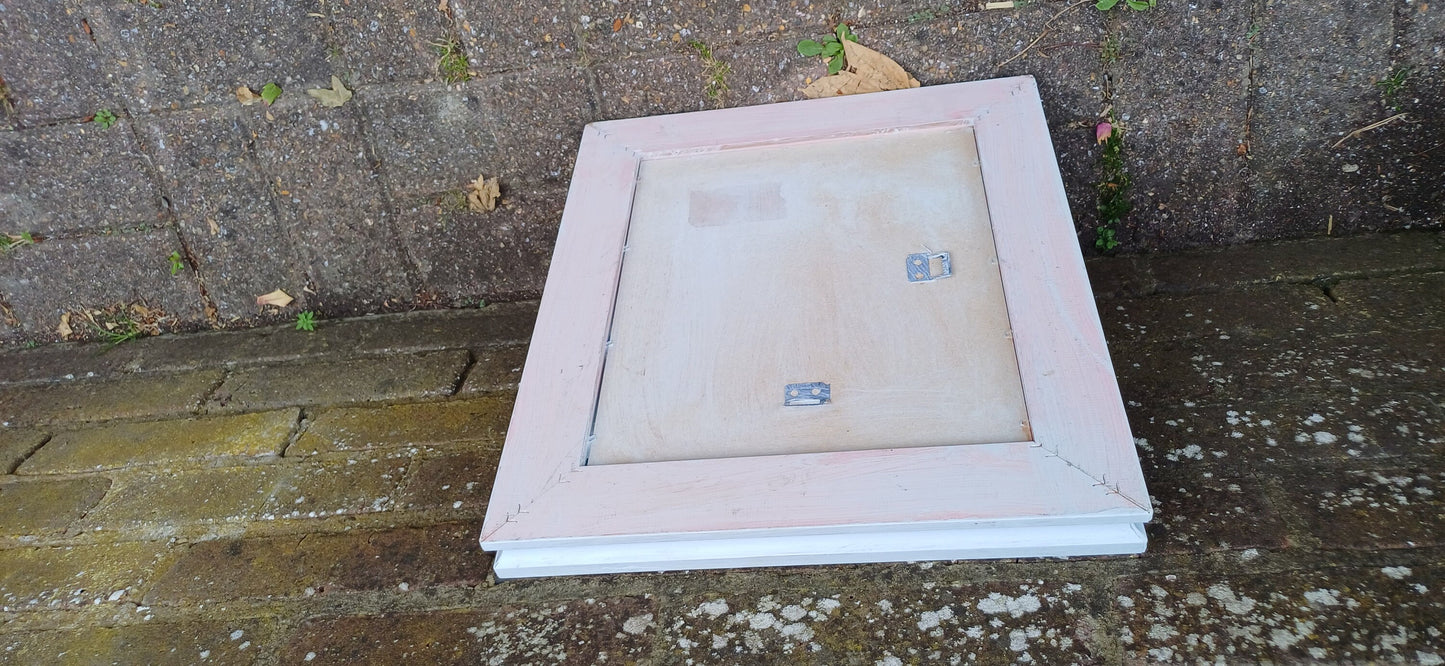 Small Ornate Painted Shabby Chic Mirror in Farrow and Ball Light Blue. Gold Highlights.