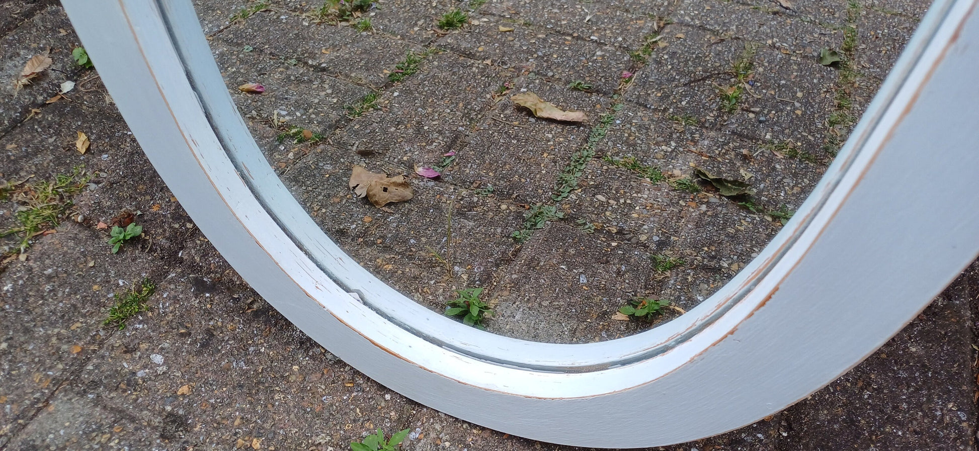 Large Painted Shabby Chic Mirror in Farrow and Ball Light Blue.