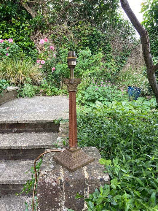Laura Ashley metal and wood effect vintage table lamp - needs new bayonet fitment