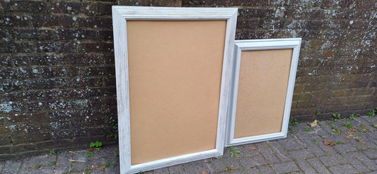 Pair of Huge Upcycled Painted Picture or Mirror Frames in Farrow and Ball Light Grey Ammonite