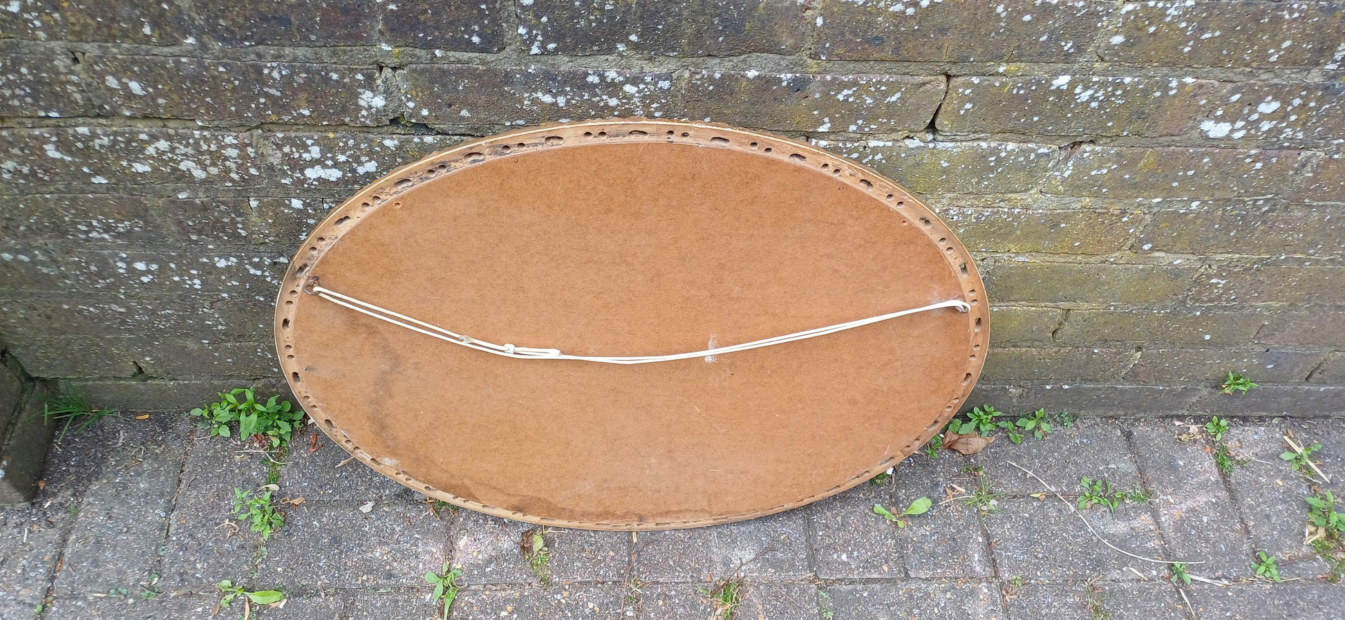 Large Vintage 50s Ornate Gold Oval Wall Mirror.