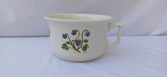 Vintage Ceramic Chamber Pot Potty Planter Later Hand Painted Flower Decoration. New Hall Hanley.