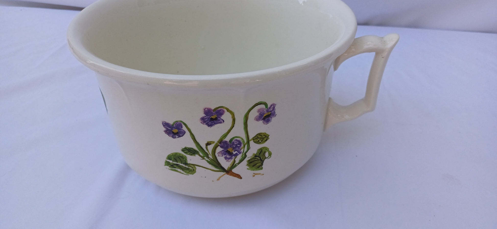 Vintage Ceramic Chamber Pot Potty Planter Later Hand Painted Flower Decoration. New Hall Hanley.