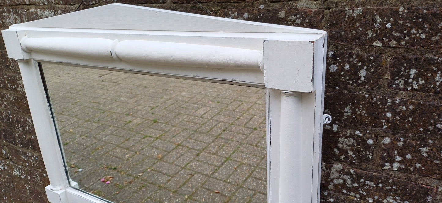 Vintage Victorian Painted Over Mantel Wall Mirror in Farrow and Ball White.