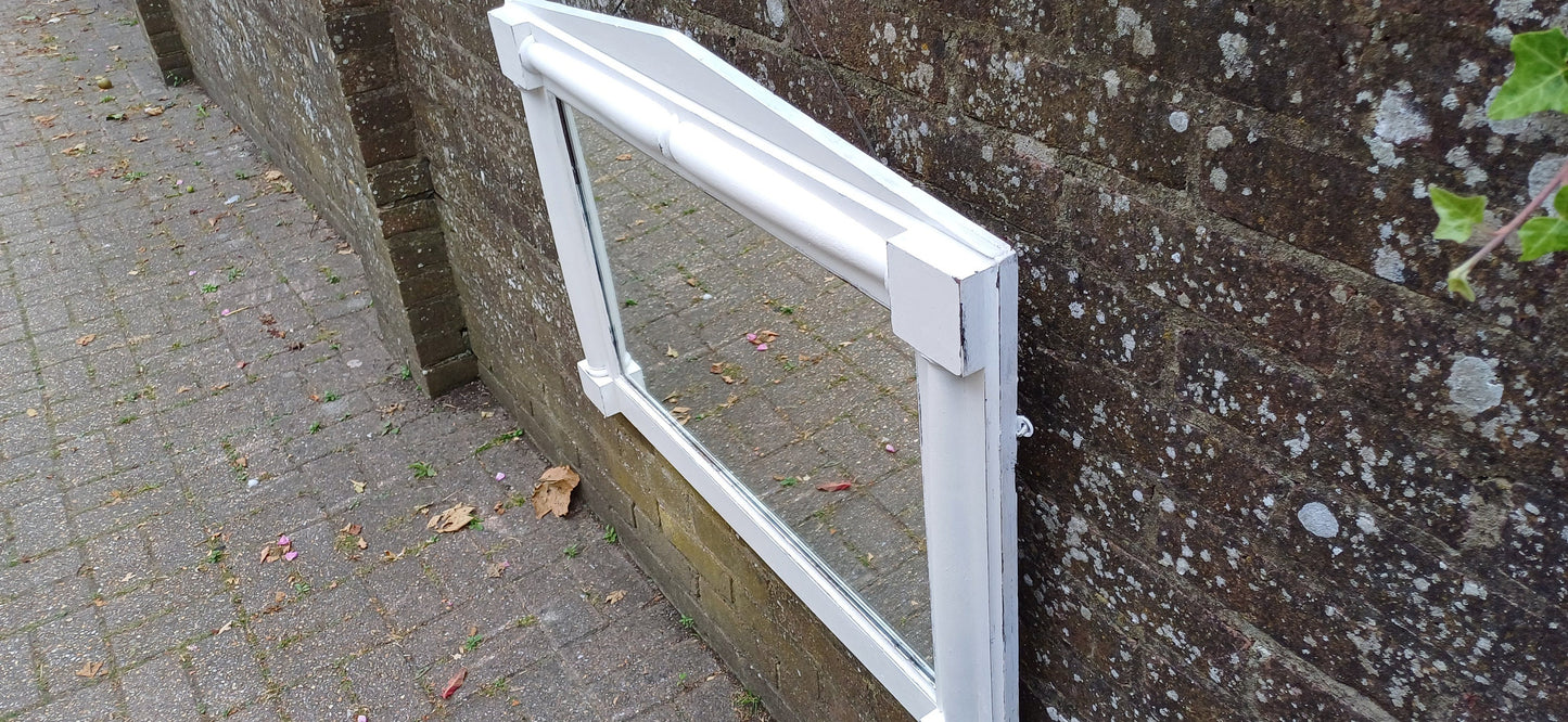 Vintage Victorian Painted Over Mantel Wall Mirror in Farrow and Ball White.