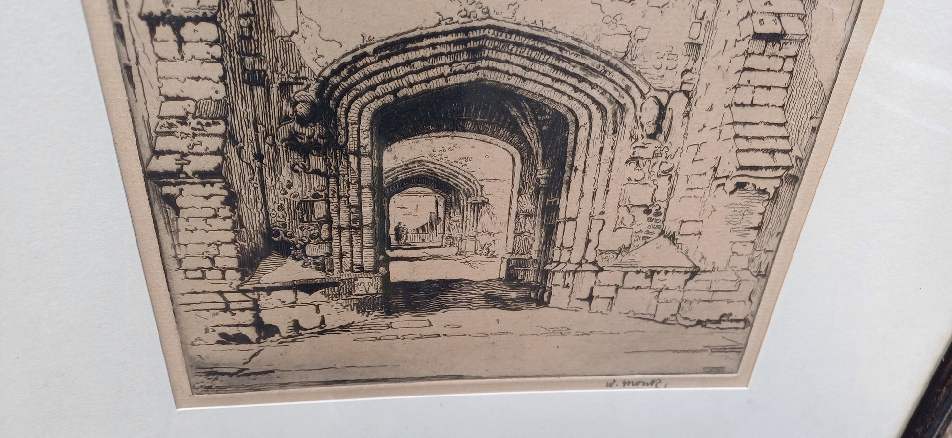 Three etchings by W Monk and R Snodgrass (signed). Late 1800s, early 1900s. National War Memorial of Scotland & two likely Oxbridge Colleges