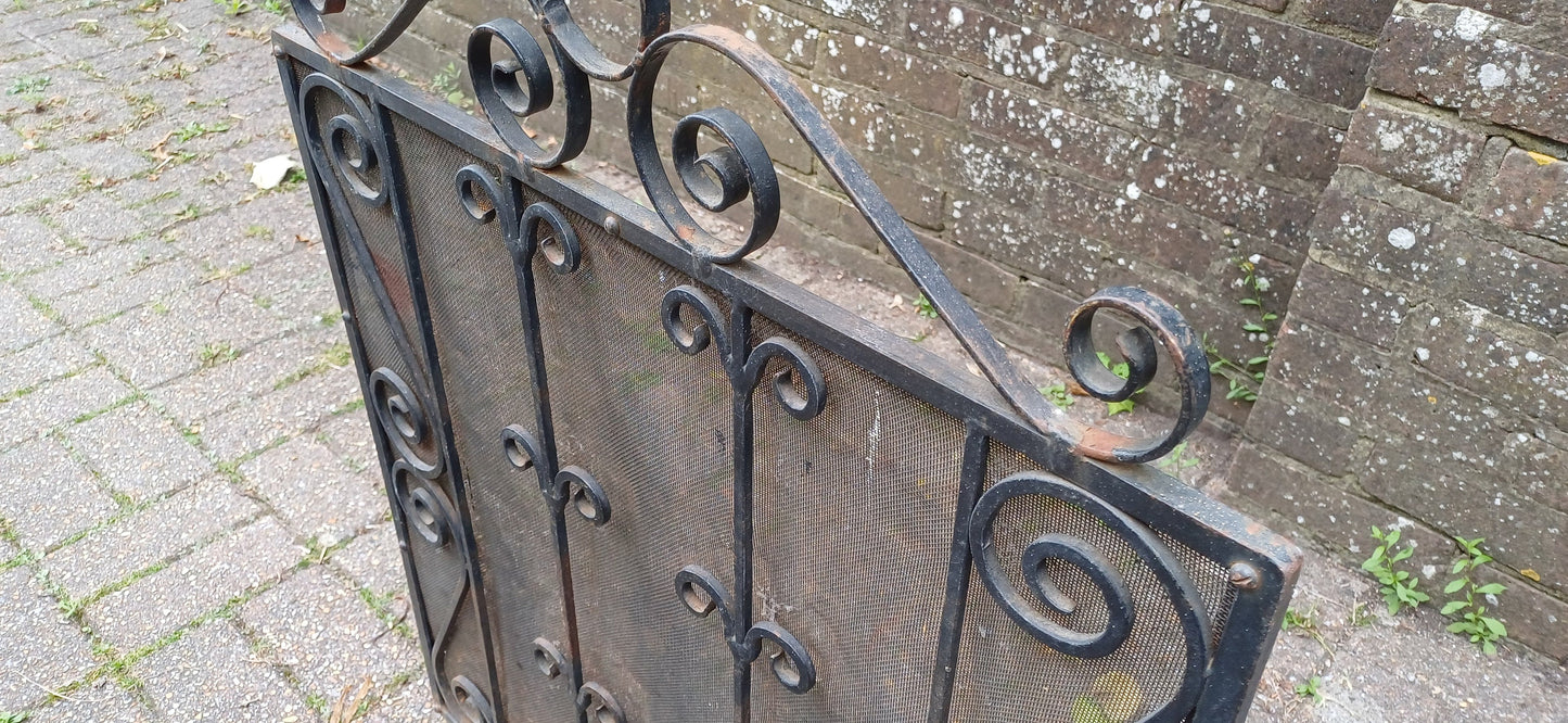 Pretty Solid Iron Vintage Fire Screen or Guard Fireplace