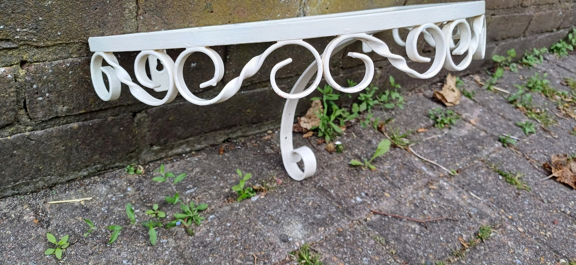Vintage Retro Metal and Glass Demi Lune Wall Bracket Shelf