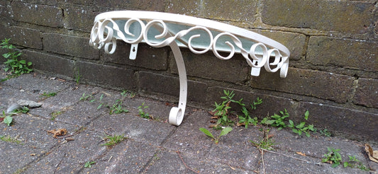 Vintage Retro Metal and Glass Demi Lune Wall Bracket Shelf