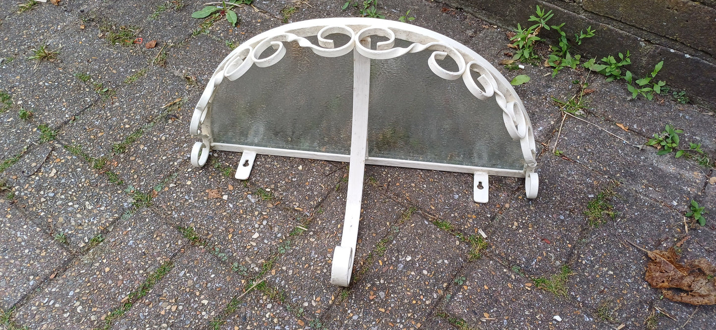 Vintage Retro Metal and Glass Demi Lune Wall Bracket Shelf